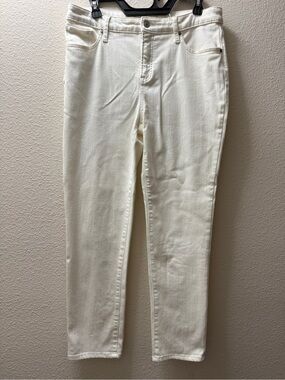 Chico's Girlfriend Jeans Womens 8R White Denim Stretch Solid Size 1R Slim